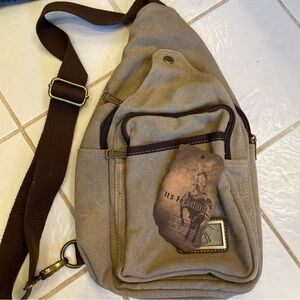Prairie Feasible Gray Green Backpack Crossbody Sling Hiking Multipocket Outdoor